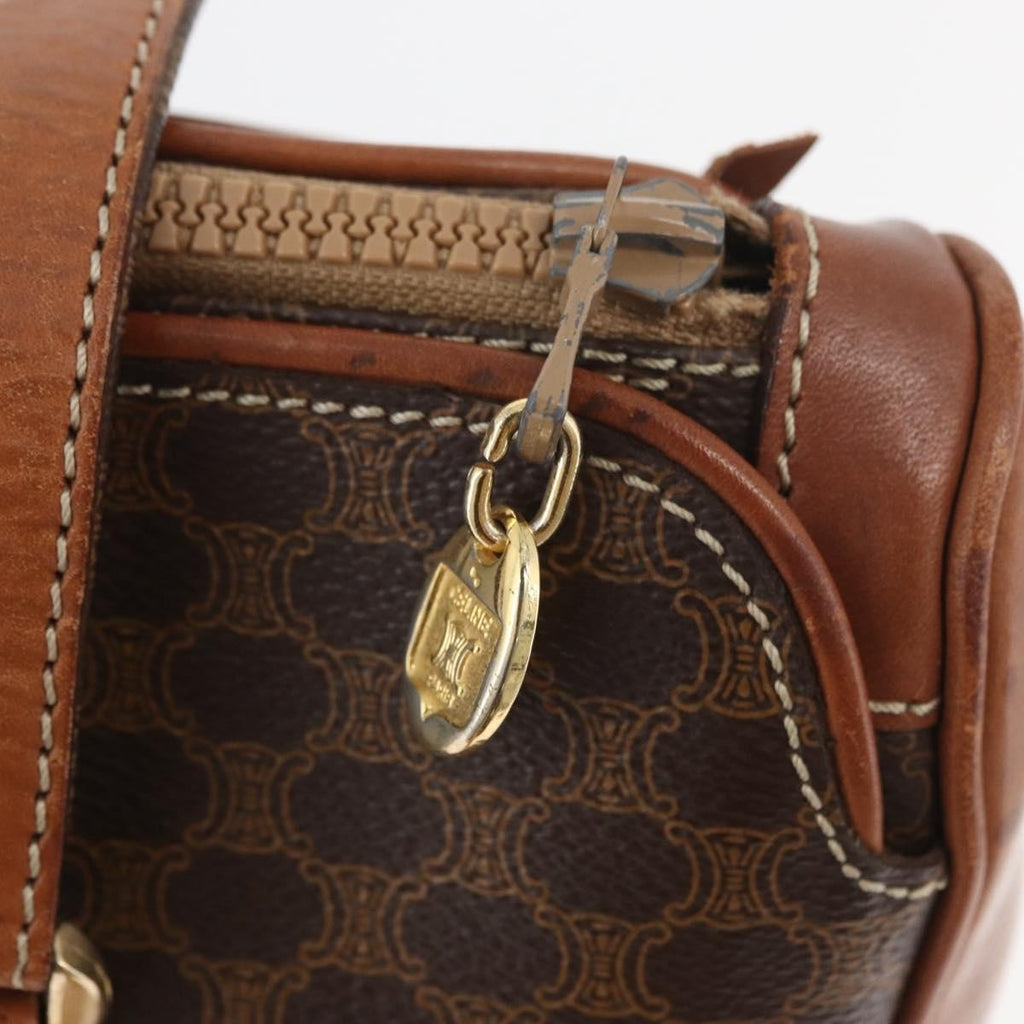 Celine Vintage Macadam Handbag Canvas And Leather Brown Canvas Handbag