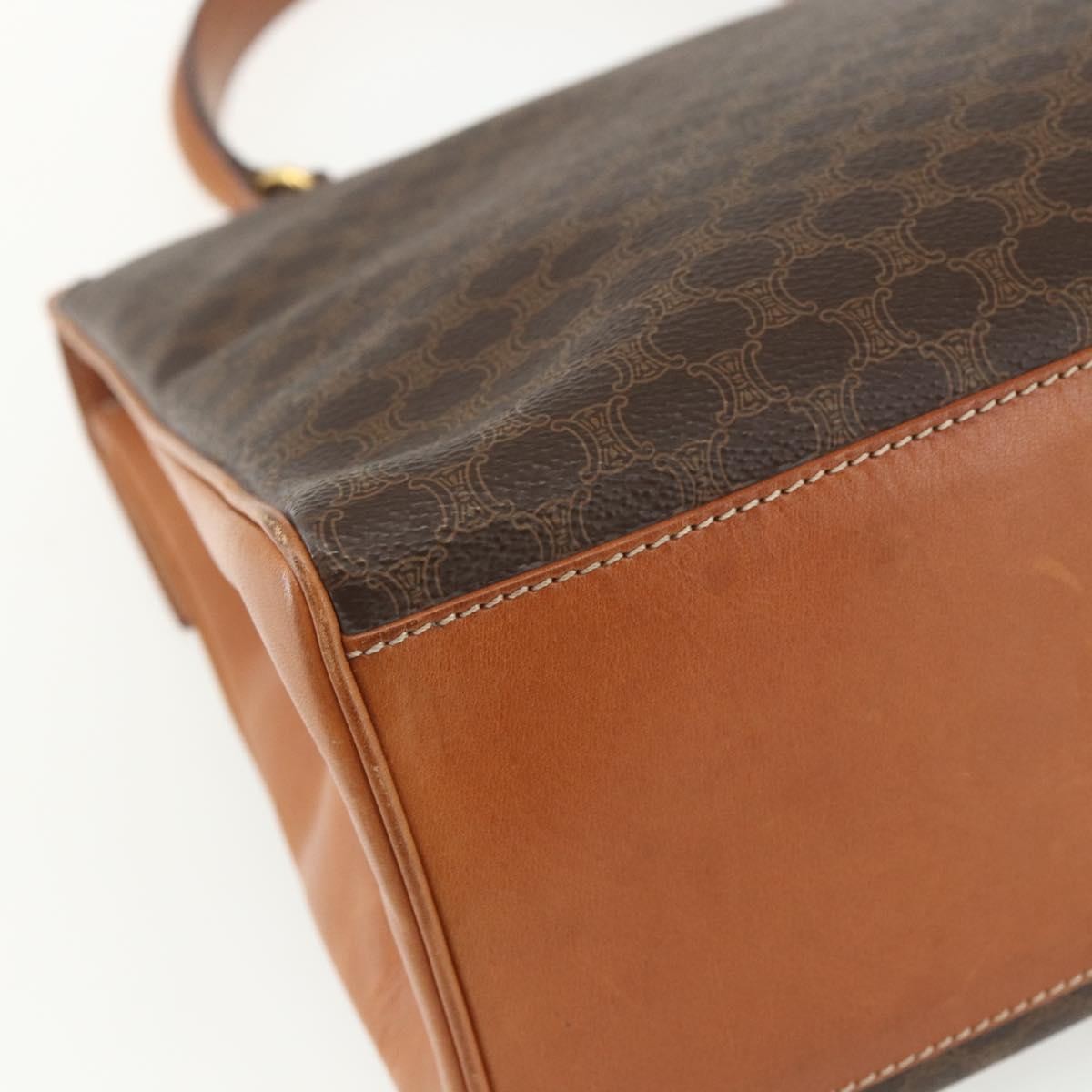 Celine Vintage Macadam Handbag Canvas And Leather Brown Canvas Handbag