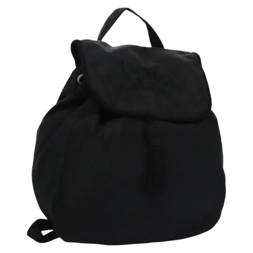 Prada Flap Drawstring Backpack Tessuto Black Nylon Backpack Bag