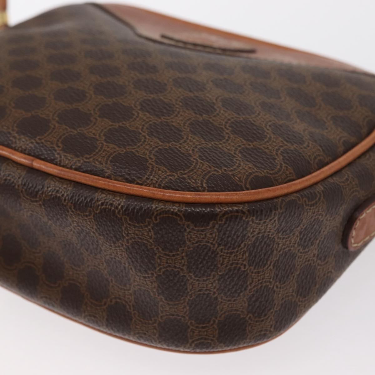 Celine Vintage Macadam Shoulder Bag Canvas And Leather Brown Canvas Shoulder Bag Bag