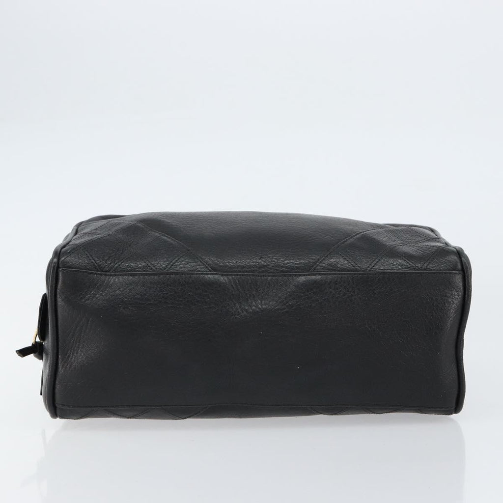 Chanel Vintage Toiletry Pouch Leather Black Leather Clutche & Pouche Bag