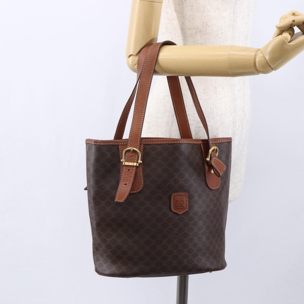 Celine Vintage Macadam Tote Bag Canvas Brown Canvas Tote Bag Bag