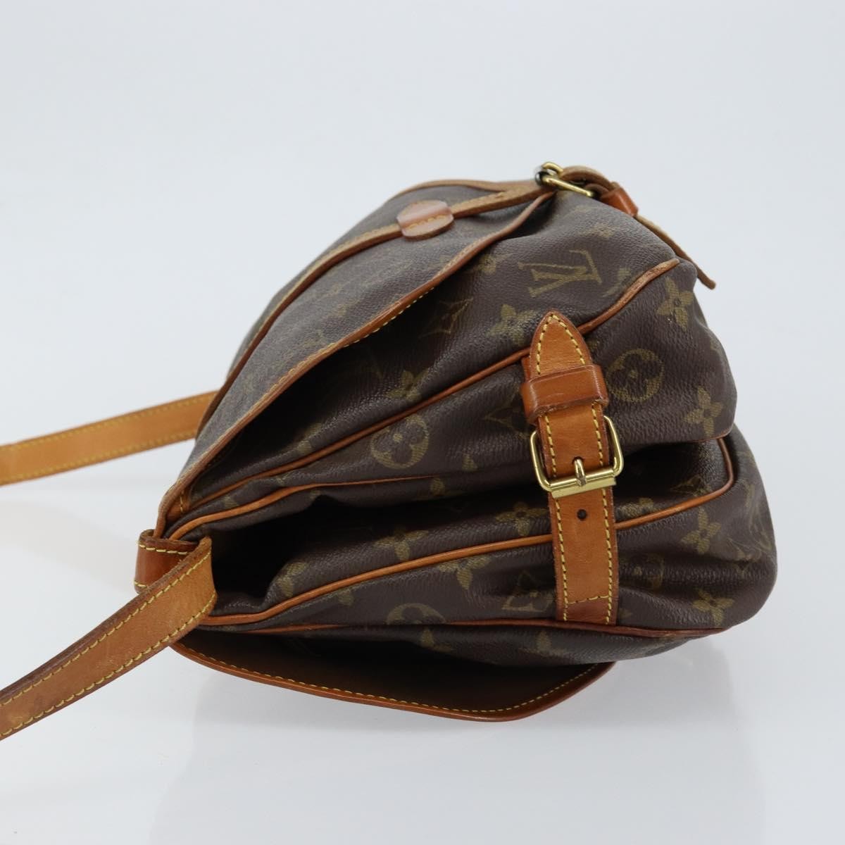Louis Vuitton Saumur Handbag Monogram Canvas Brown Canvas Shoulder Bag