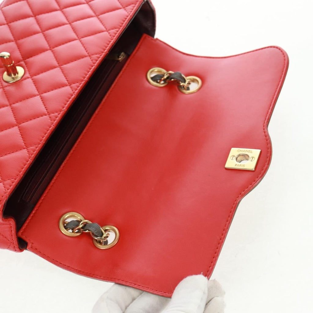 Chanel Two Tone Flap Bag Quilted Lambskin Red Leather Shoulder Bag Bag