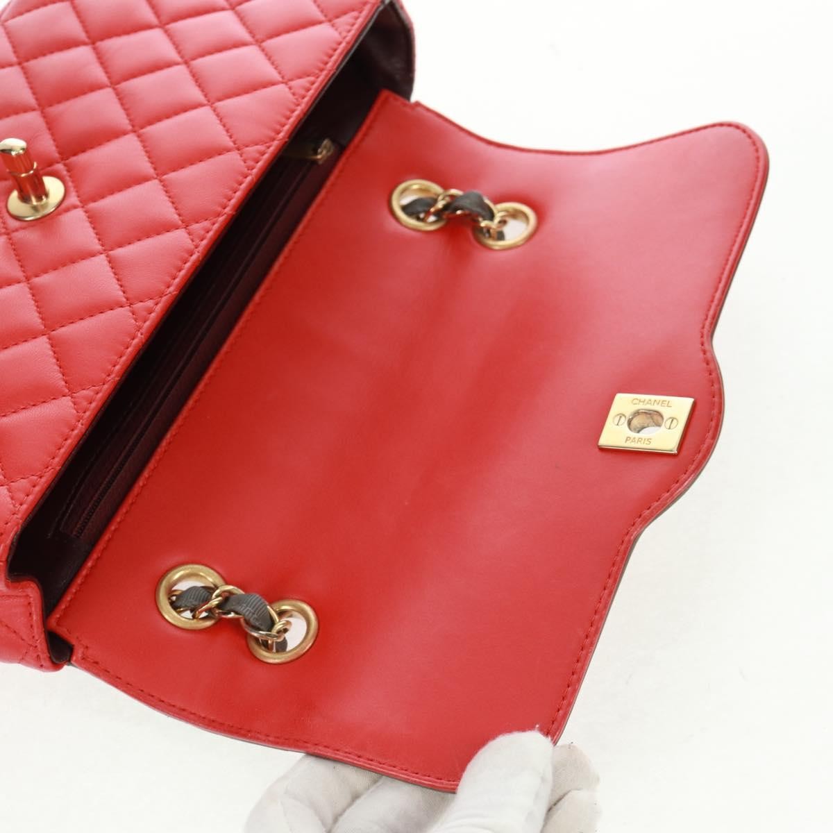 Chanel Two Tone Flap Bag Quilted Lambskin Red Leather Shoulder Bag Bag