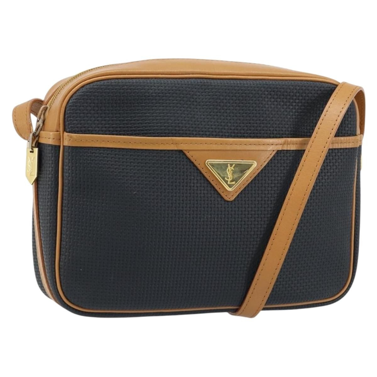 Saint Laurent Vintage Shoulder Bag Canvas Navy Canvas Shoulder Bag Bag (Pre-Owned)
