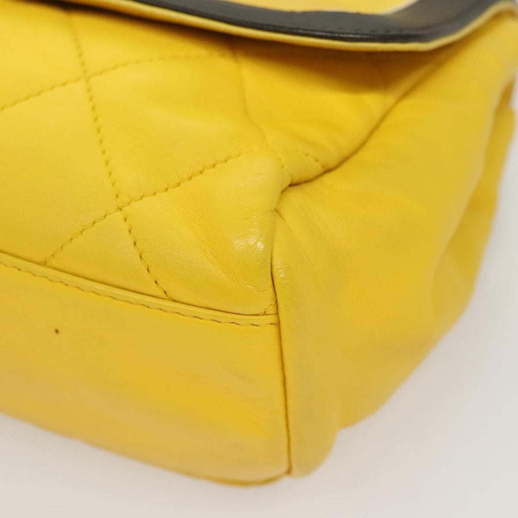 Chanel Two Tone Mademoiselle Lock Flap Bag Quilted Lambskin Yellow Leather Shoulder Bag Bag