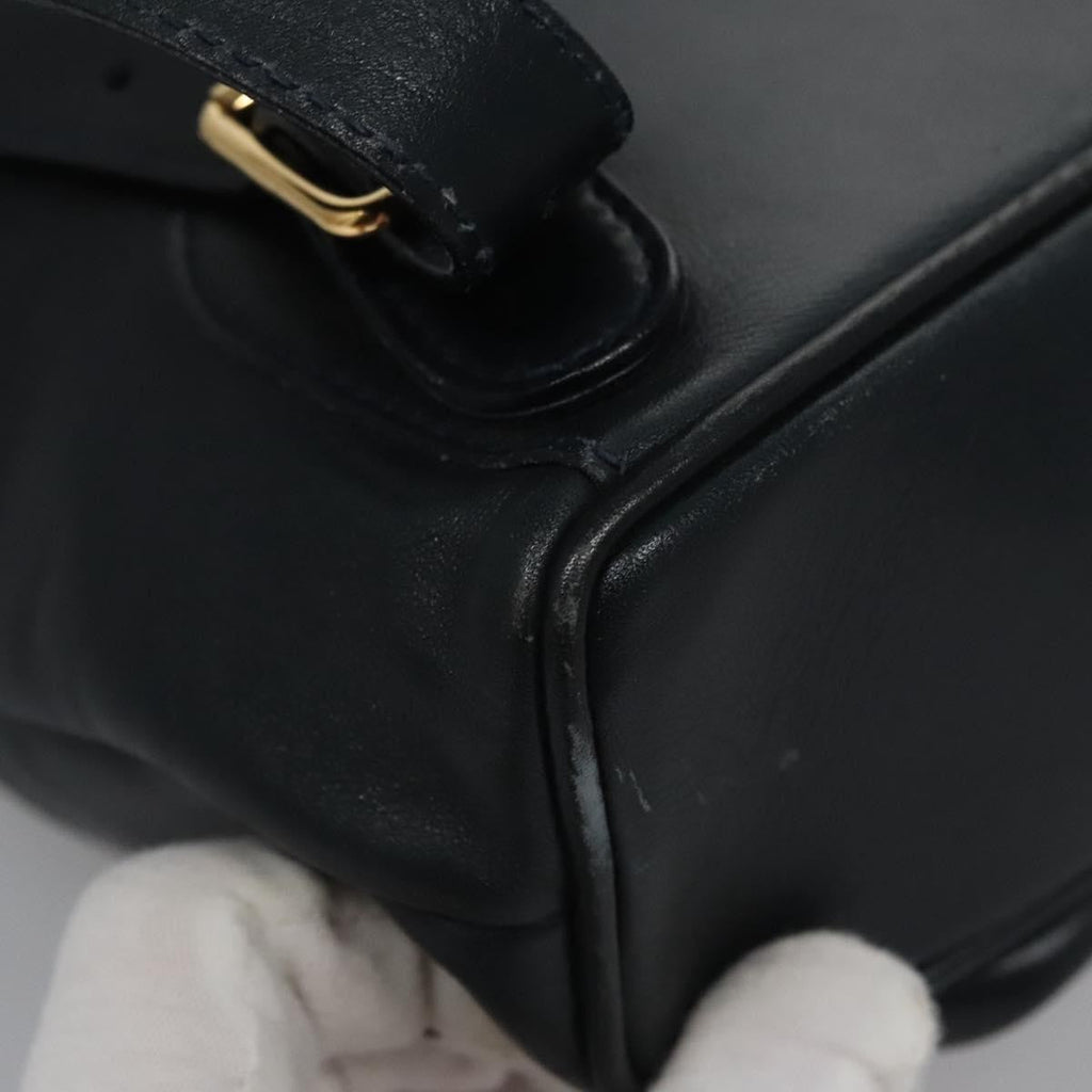 Gucci Vintage Bamboo Backpack Leather Black Leather Backpack Bag (Pre-Owned)