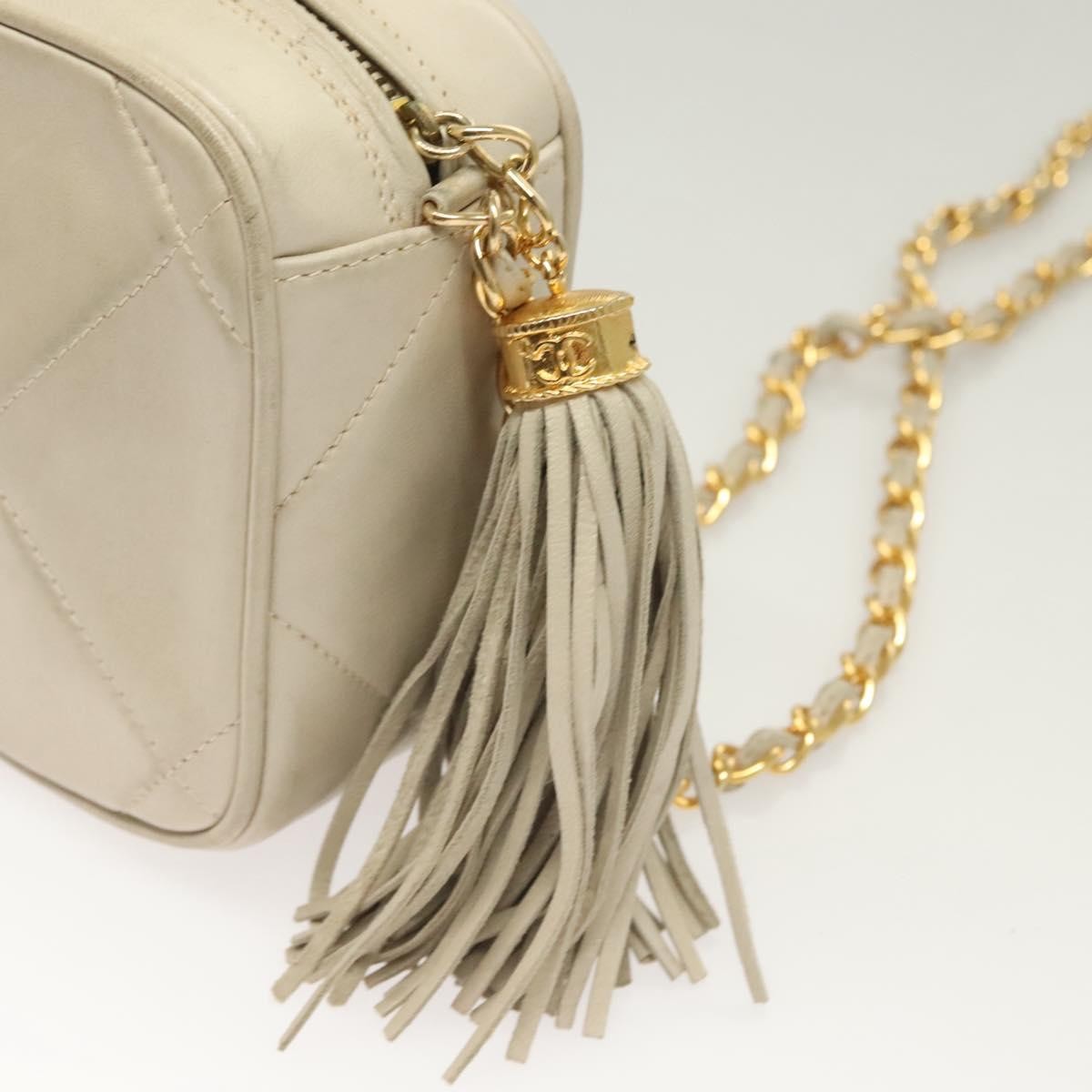 Chanel Vintage Diamond Cc Camera Bag Quilted Lambskin Beige Leather Shoulder Bag Bag