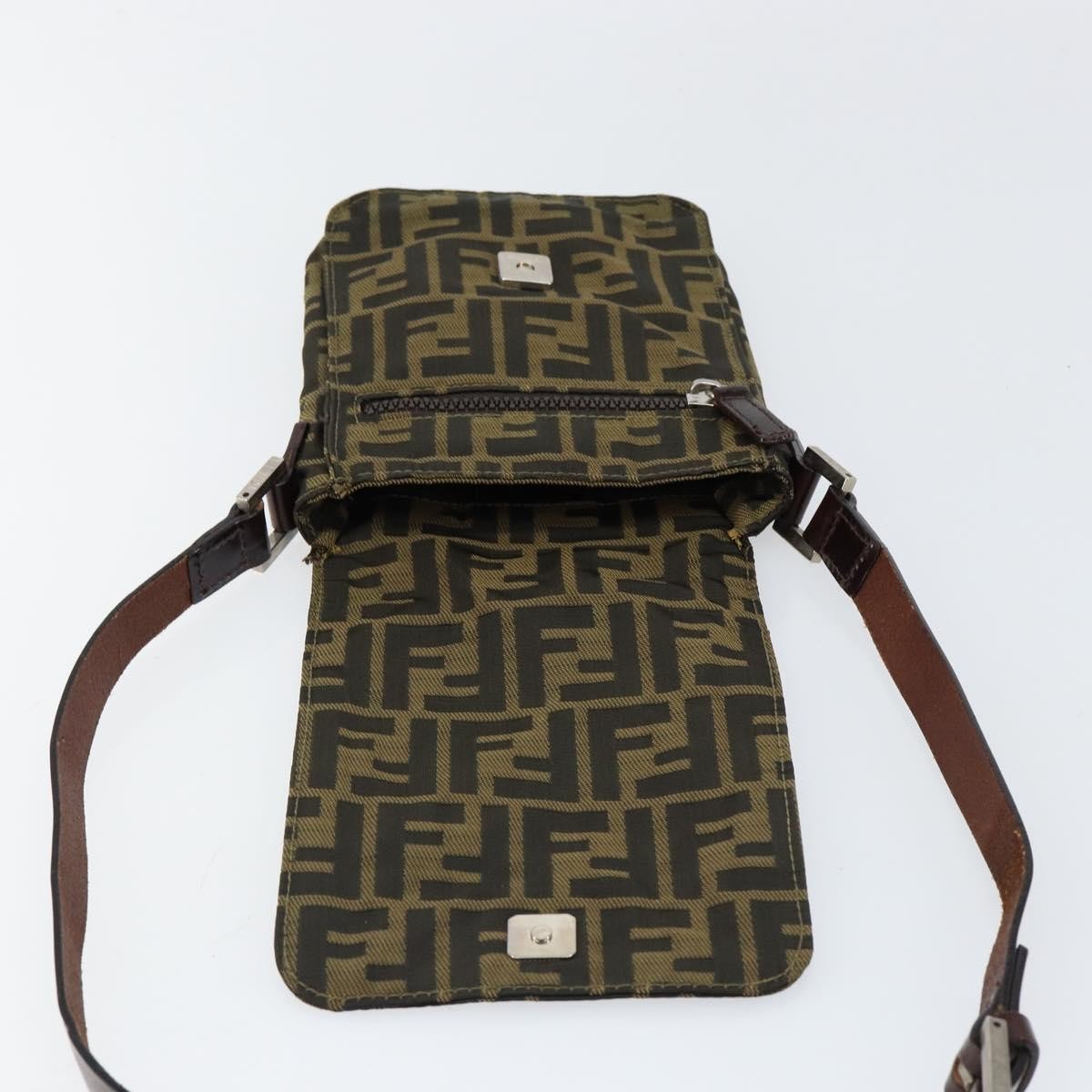 Fendi Flat Messenger Bag Zucca Canvas Brown Canvas Shoulder Bag Bag