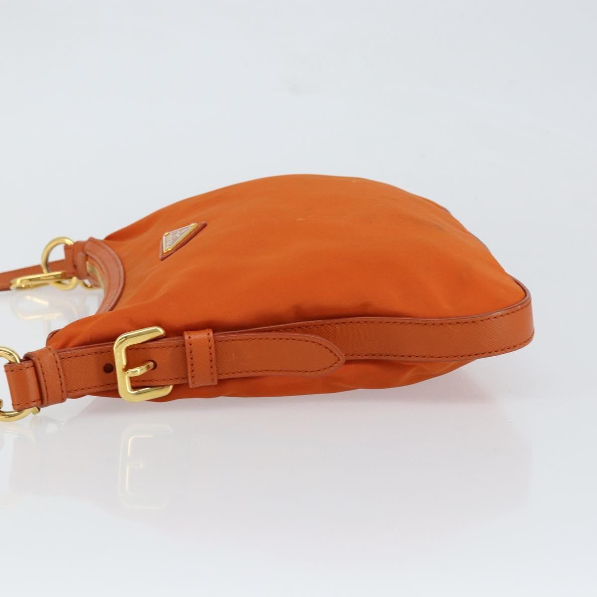 Prada Flat Messenger Tessuto With Leather Orange Nylon Shoulder Bag Bag