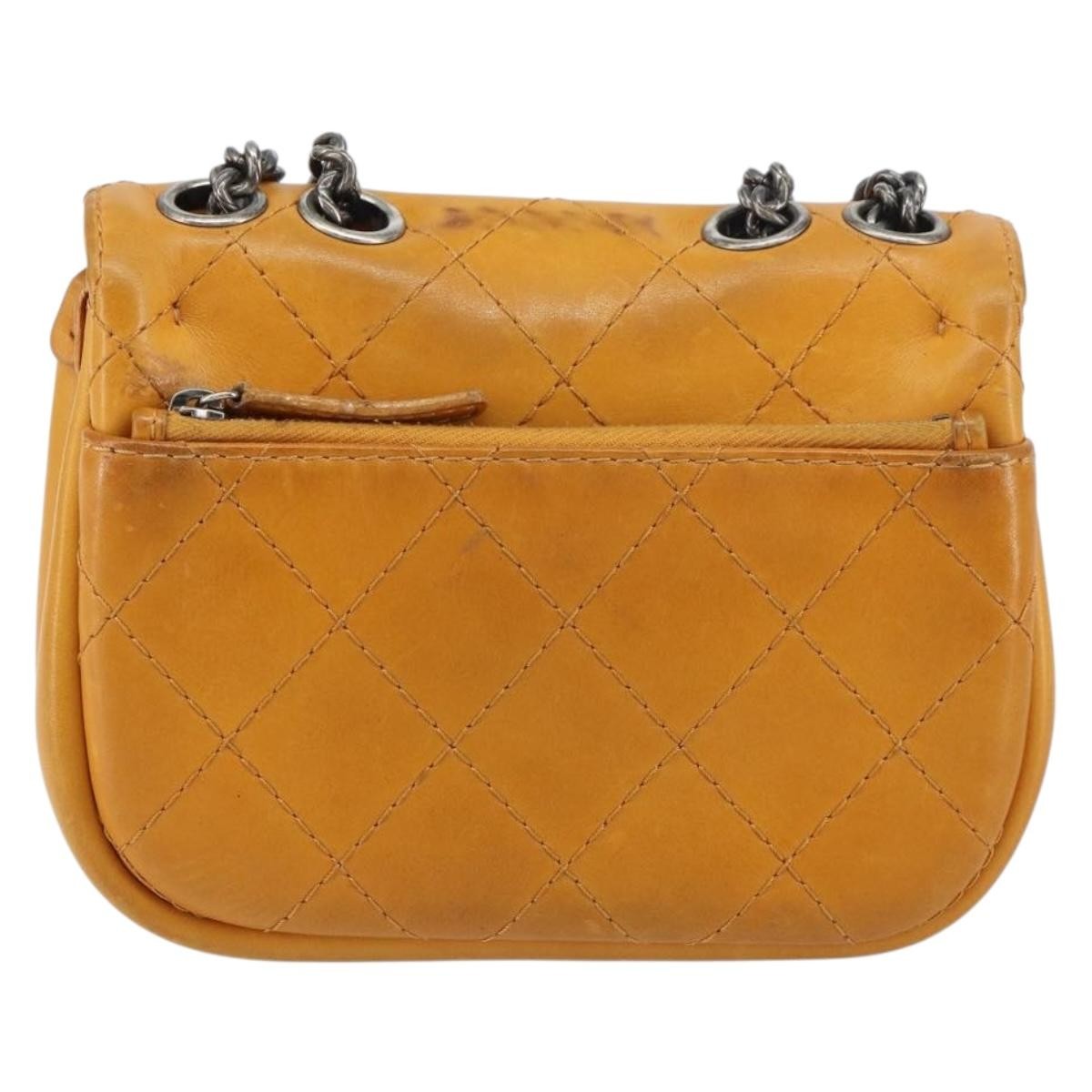 Chanel Chain Flap Bag Quilted Leather Orange Leather Shoulder Bag Bag