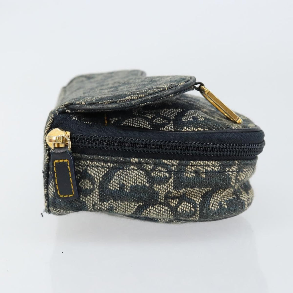 Christian Dior Vintage Saddle Coin Purse Diorissimo Canvas Blue Canvas Clutche & Pouche Bag (Pre-Owned)