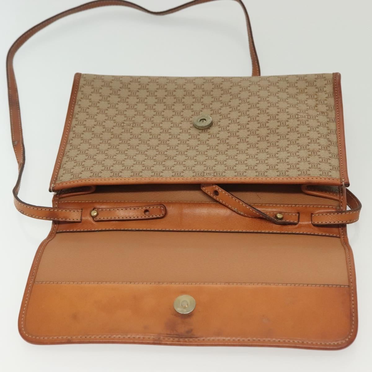 Celine Vintage Macadam Shoulder Bag Canvas And Leather Beige Canvas Bag