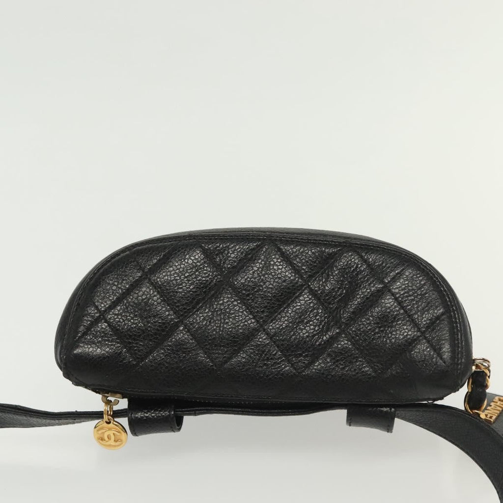 Chanel Vintage Zip Belt Bag Quilted Caviar Black Leather Clutche & Pouche Bag