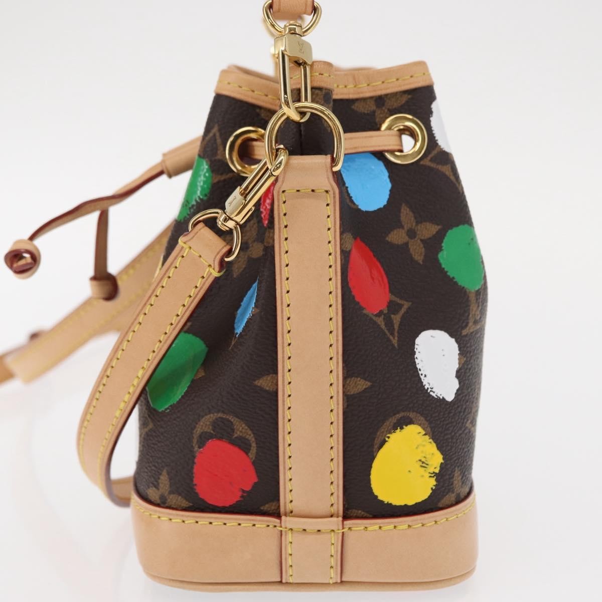 Louis Vuitton Noe Handbag Yayoi Kusama Painted Dots Monogram Canvas Brown Canvas Handbag
