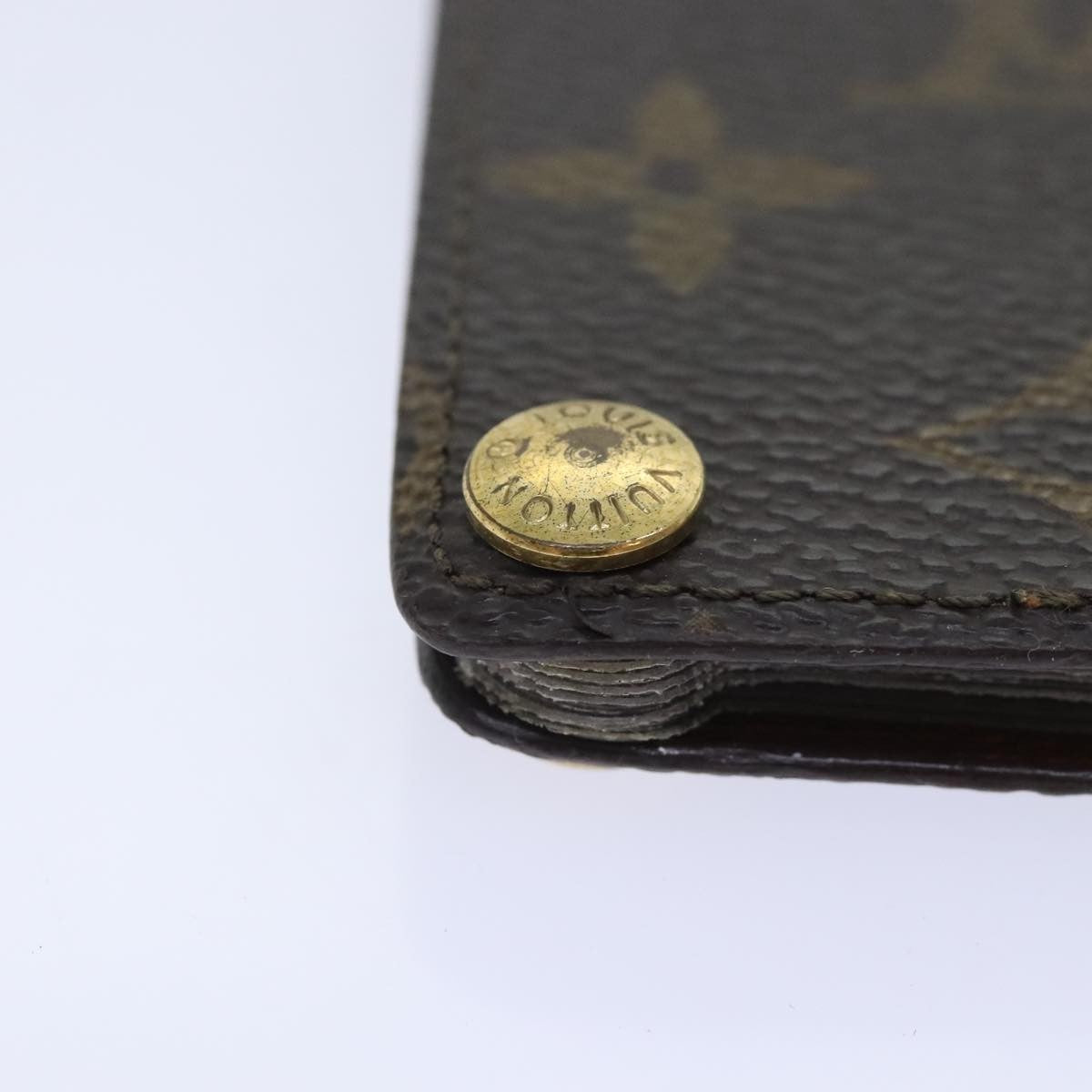 Louis Vuitton Porte Cartes Pression Card Case Monogram Canvas Brown Canvas Card Holders Accessory
