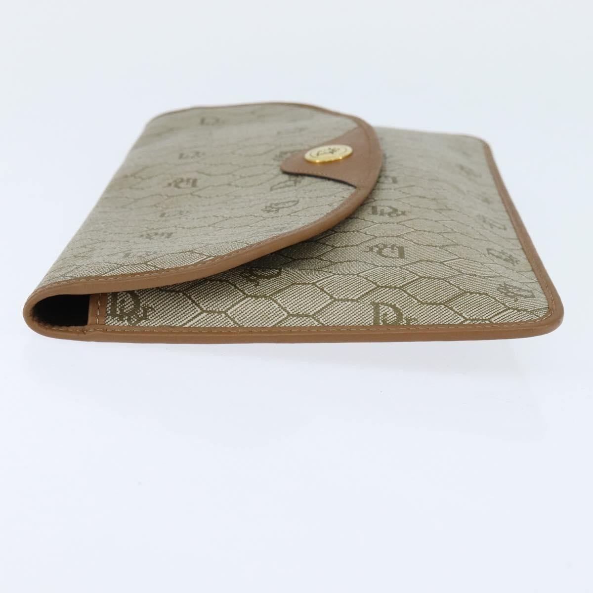 Christian Dior Vintage Honeycomb Clutch Canvas Beige Canvas Clutche & Pouche Bag (Pre-Owned)