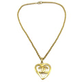 Chanel Cc Heart Pendant Necklace Metal Gold Gold_Plated Necklace Jewelry