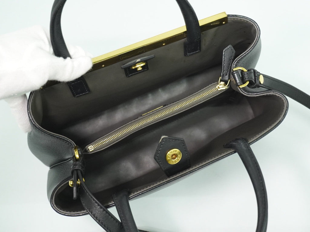 Fendi 2Jours Bag Leather Black Leather Handbag