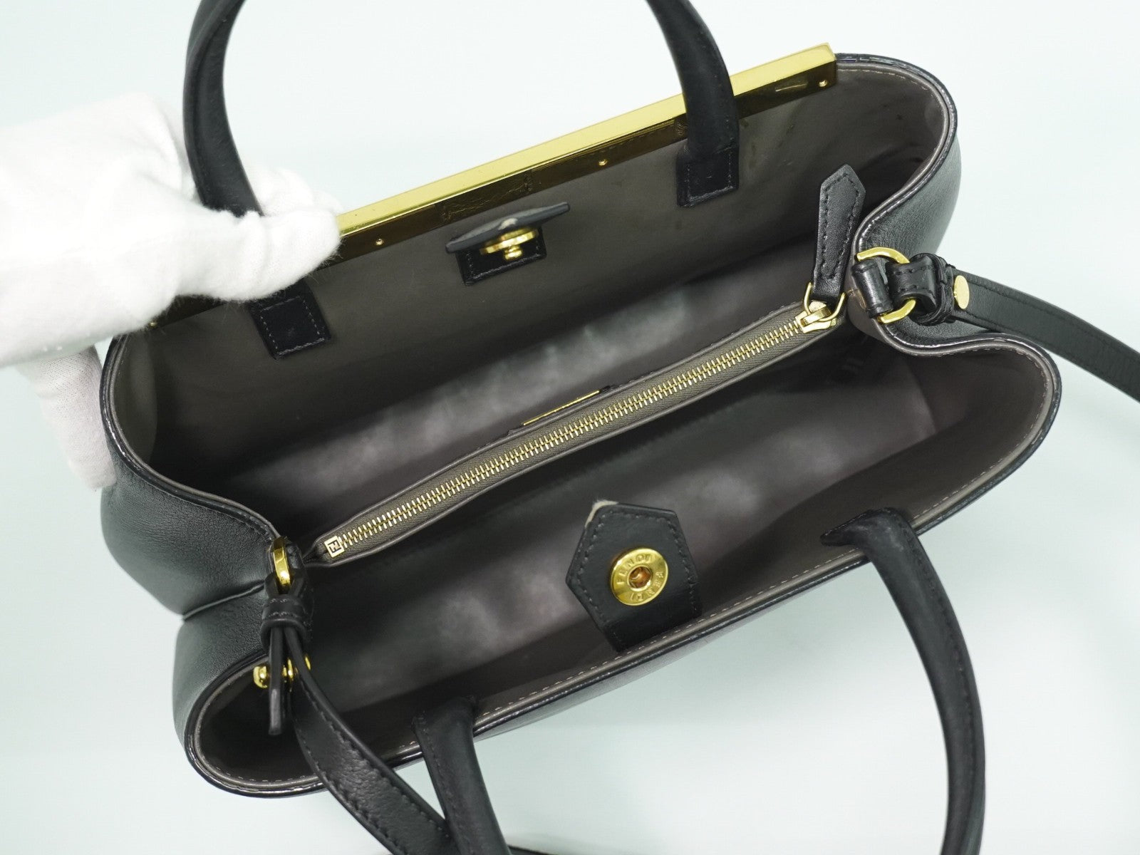 Fendi 2Jours Bag Leather Black Leather Handbag
