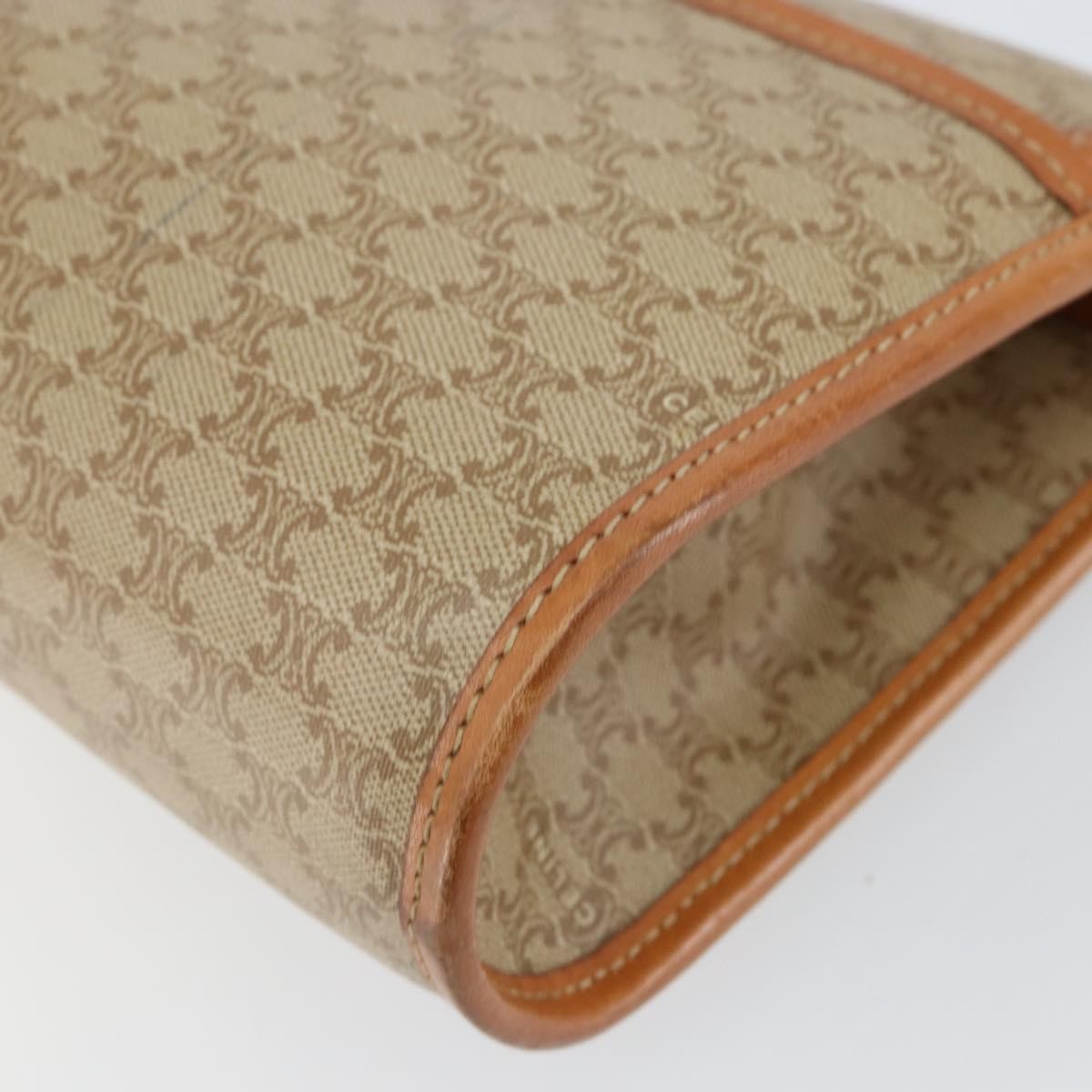 Celine Vintage Macadam Shoulder Bag Canvas And Leather Beige Canvas Shoulder Bag Bag