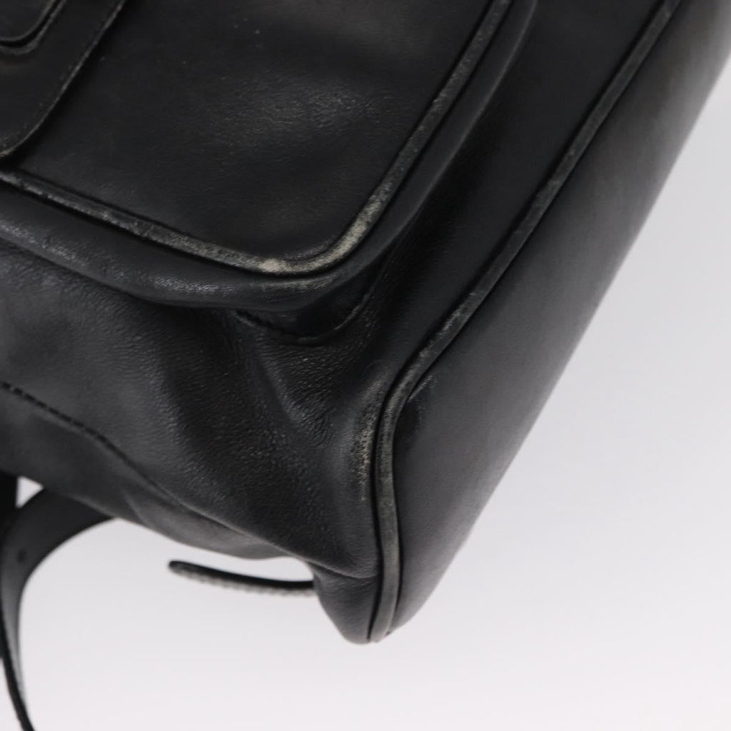 Gucci Vintage Bamboo Backpack Leather Black Leather Backpack Bag (Pre-Owned)