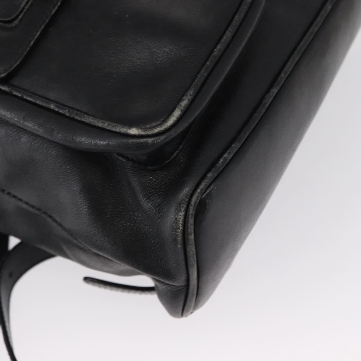 Gucci Vintage Bamboo Backpack Leather Black Leather Backpack Bag (Pre-Owned)