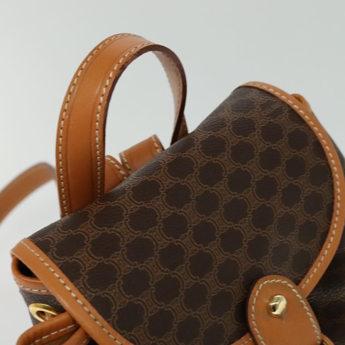 Celine Vintage Macadam Backpack Canvas And Leather Brown Pvc Backpack Bag