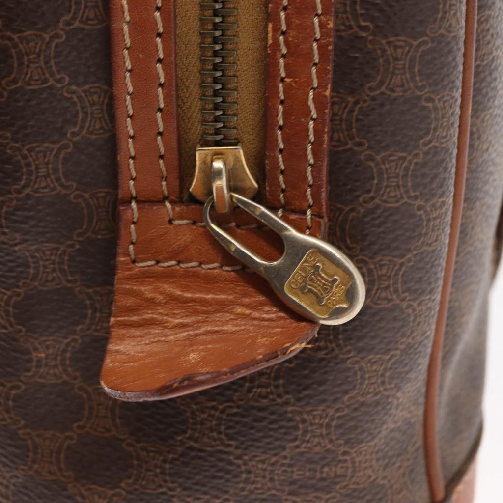 Celine Vintage Macadam Handbag Canvas And Leather Brown Canvas Handbag