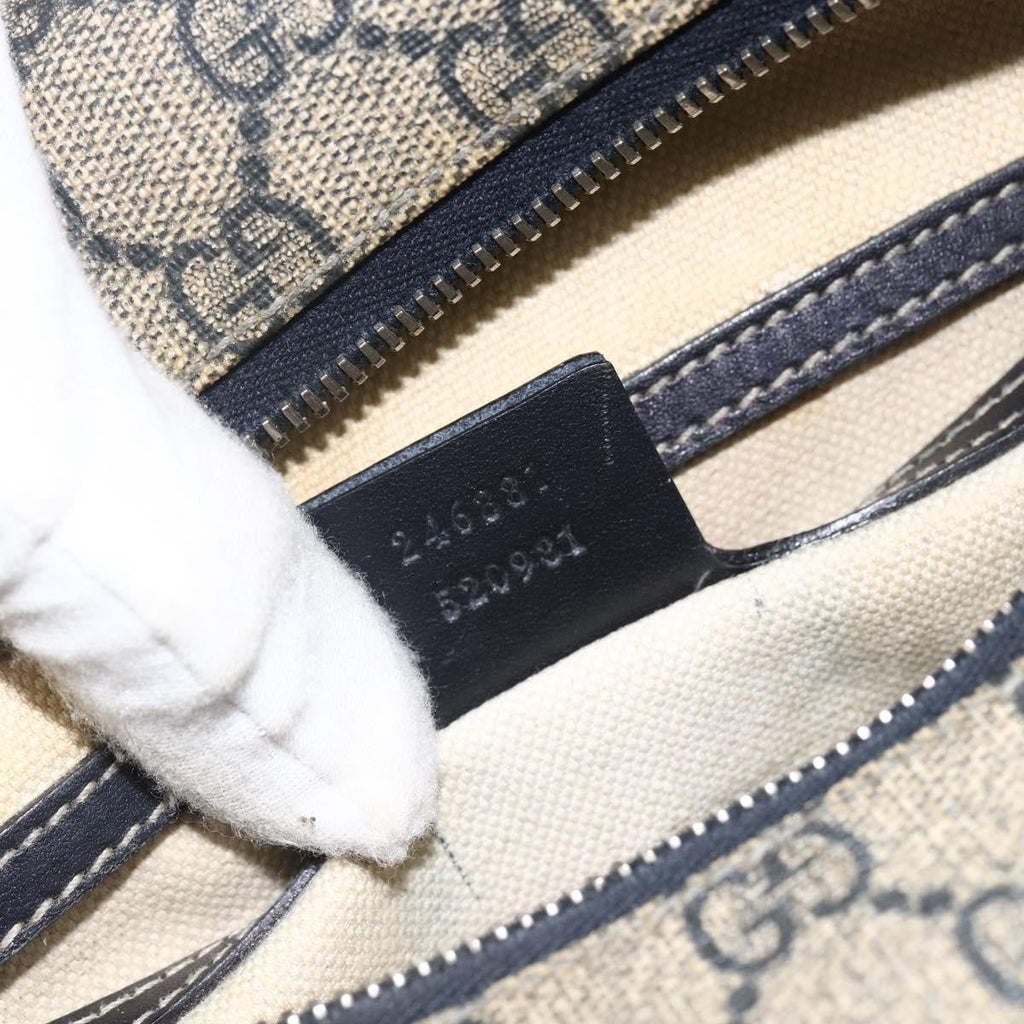 Gucci Double Pocket Messenger Bag Gg Coated Canvas Navy Canvas Shoulder Bag Bag (Pre-Owned)