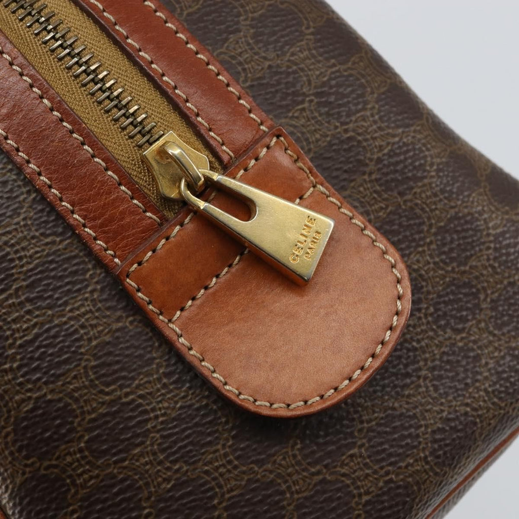 Celine Vintage Macadam Handbag Canvas And Leather Brown Canvas Handbag
