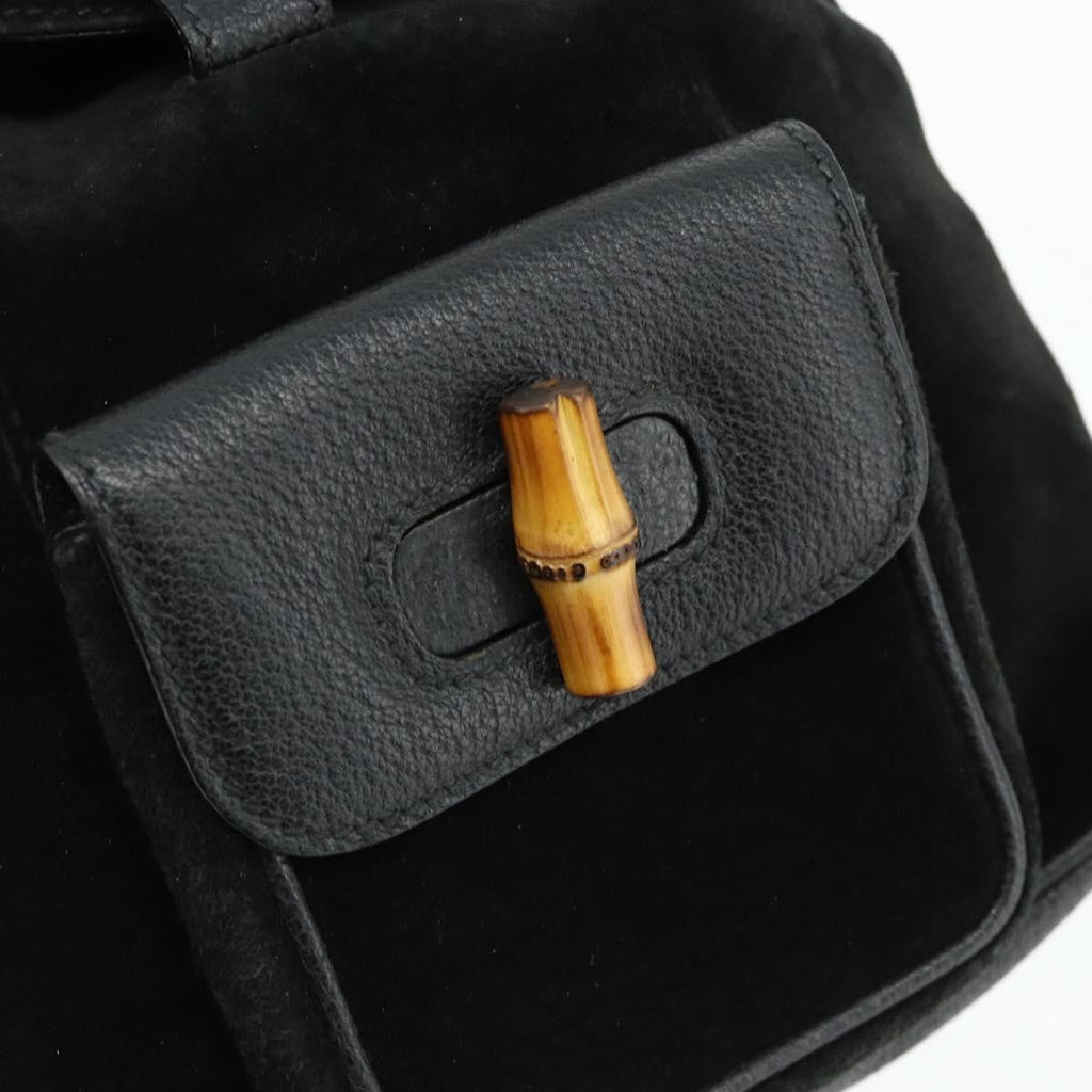 Gucci Gucci Bamboo Backpack Daim Black Suede Backpack Bag (Pre-Owned)