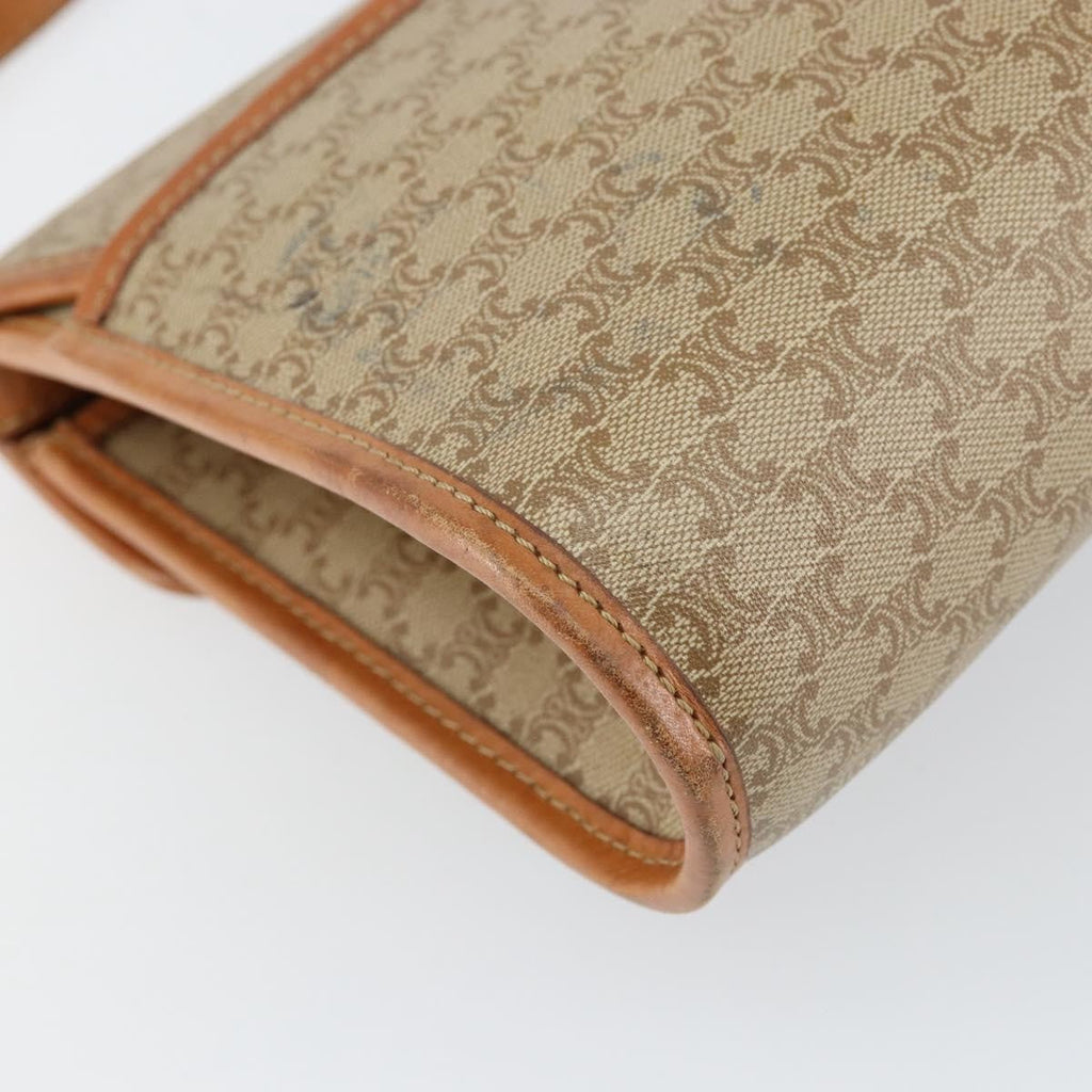 Celine Vintage Macadam Shoulder Bag Canvas And Leather Beige Canvas Shoulder Bag Bag