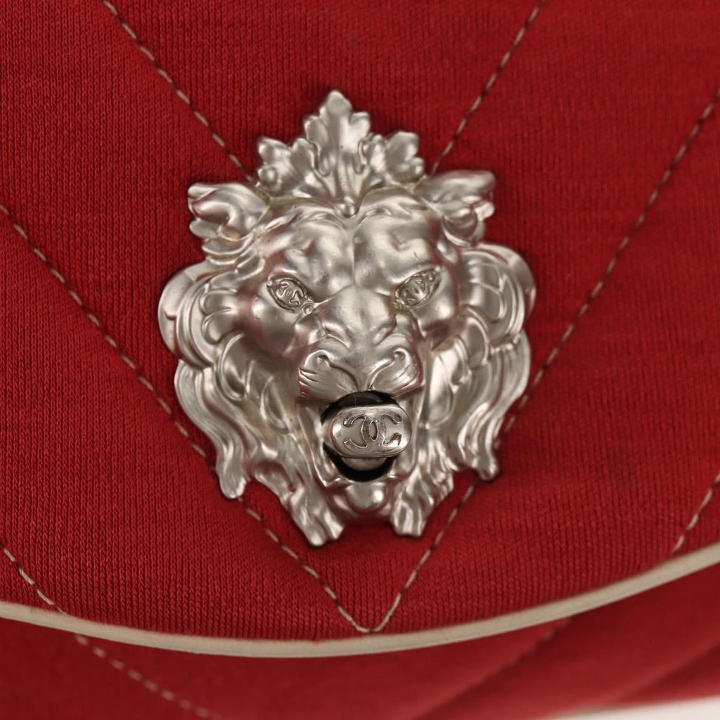 Chanel Leo Lion Flap Bag Chevron Jersey Red Cotton Shoulder Bag Bag