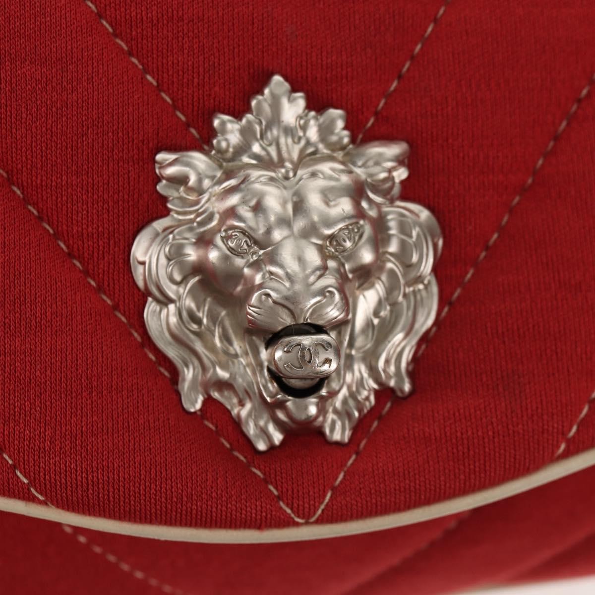 Chanel Leo Lion Flap Bag Chevron Jersey Red Cotton Shoulder Bag Bag