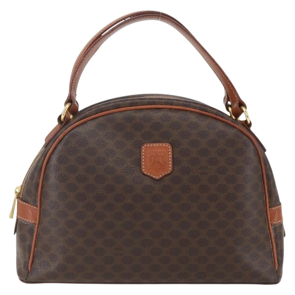 Celine Vintage Macadam Handbag Canvas And Leather Brown Canvas Handbag