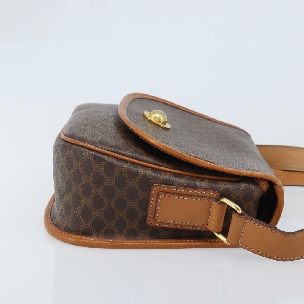 Celine Vintage Macadam Shoulder Bag Canvas And Leather Brown Canvas Shoulder Bag Bag
