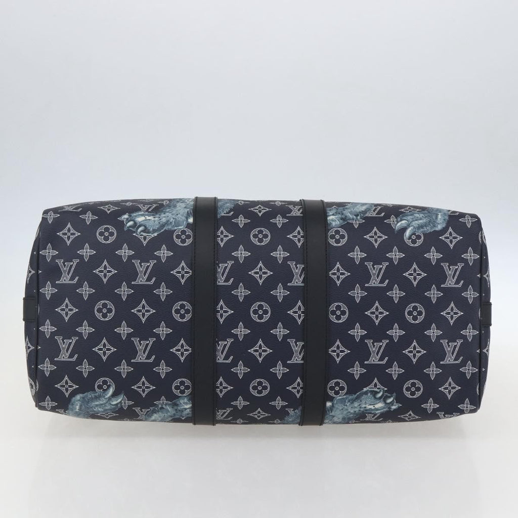 Louis Vuitton Keepall Bandouliere Bag Limited Edition Chapman Savane Monogram Canvas Navy Canvas Travel Bag