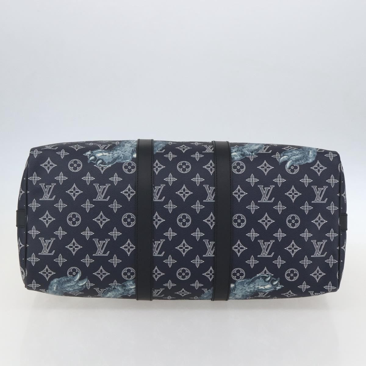 Louis Vuitton Keepall Bandouliere Bag Limited Edition Chapman Savane Monogram Canvas Navy Canvas Travel Bag