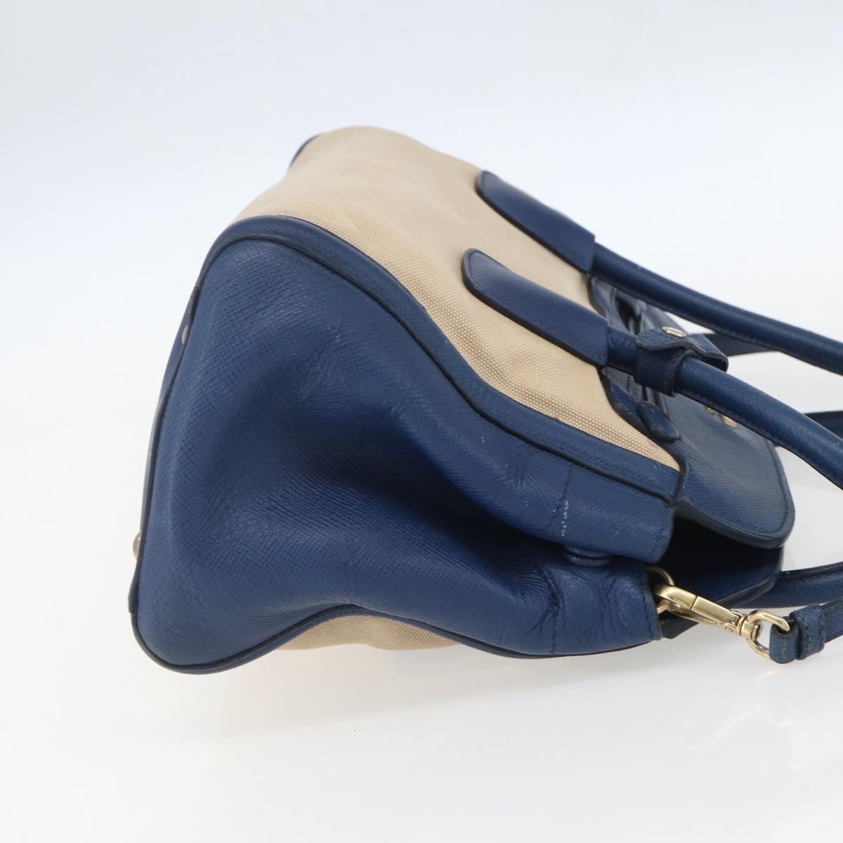 Prada Cuir Frame Convertible Tote Canvas And Saffiano Leather Beige Canvas Tote Bag Bag