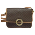 Celine Vintage Macadam Circle Logo Shoulder Bag Canvas And Leather Brown Canvas Shoulder Bag Bag