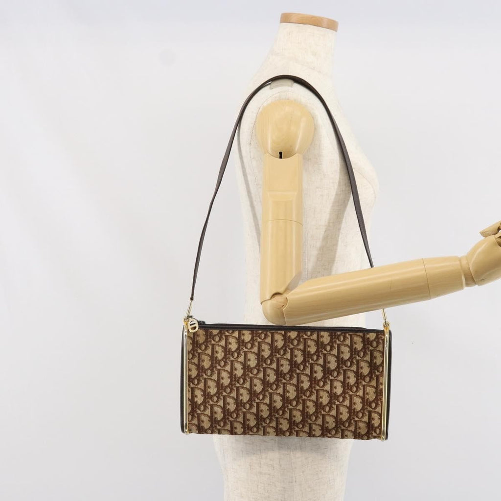 Christian Dior Trotter Shoulder Bag Canvas Brown Canvas Shoulder Bag Bag (Pre-Owned)