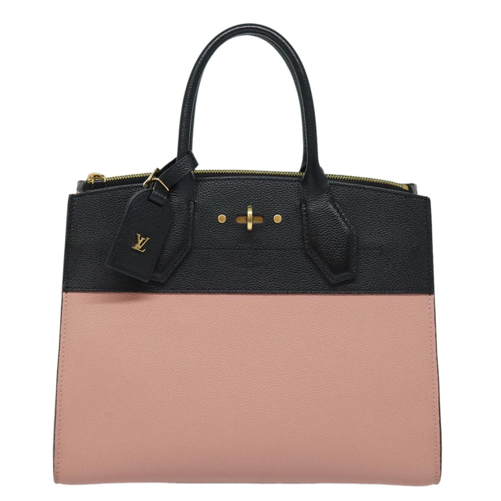 Louis Vuitton City Steamer Handbag Leather Black Leather Handbag