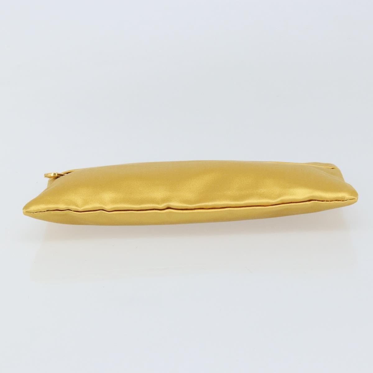 Prada Clutch Satin Gold Satin Clutche & Pouche Bag