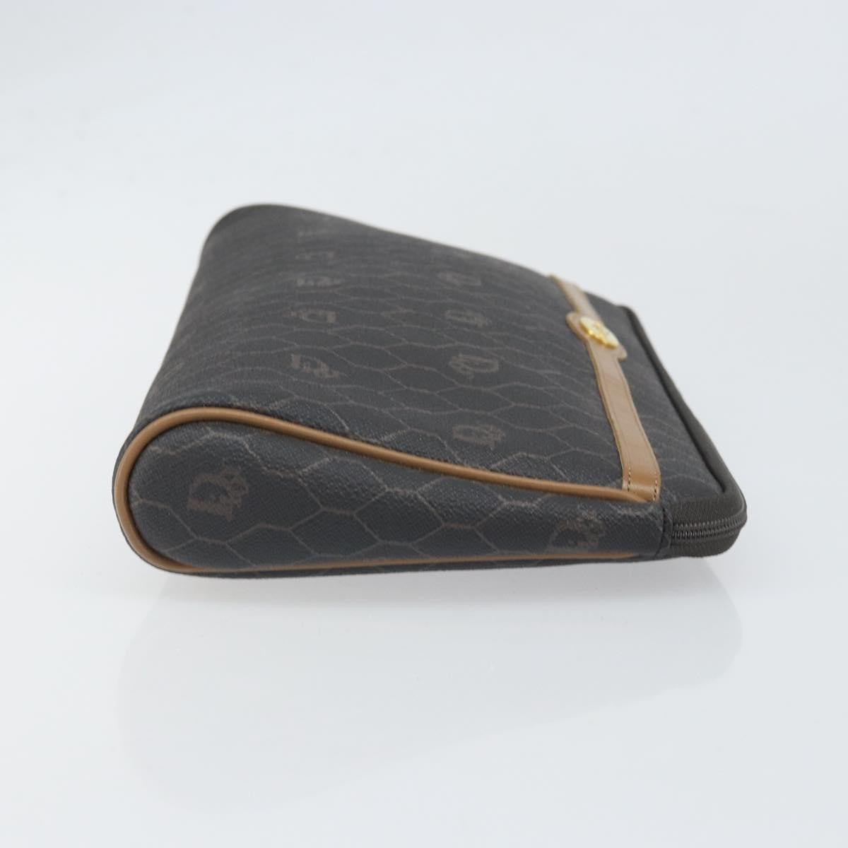Christian Dior Vintage Honeycomb Zip Pouch Canvas And Leather Black Canvas Clutche & Pouche Bag (Pre-Owned)