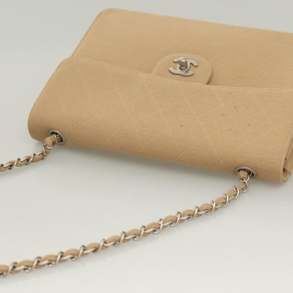 Chanel Matelasse Chain Shoulder Bag Leather Beige Cotton Shoulder Bag Bag