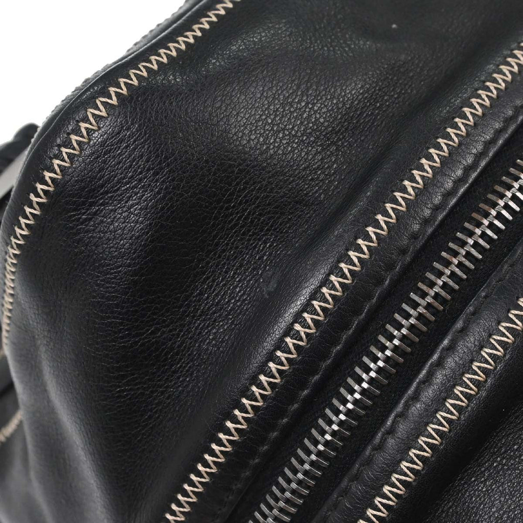Chanel Cc Bowler Leather Black Leather Handbag