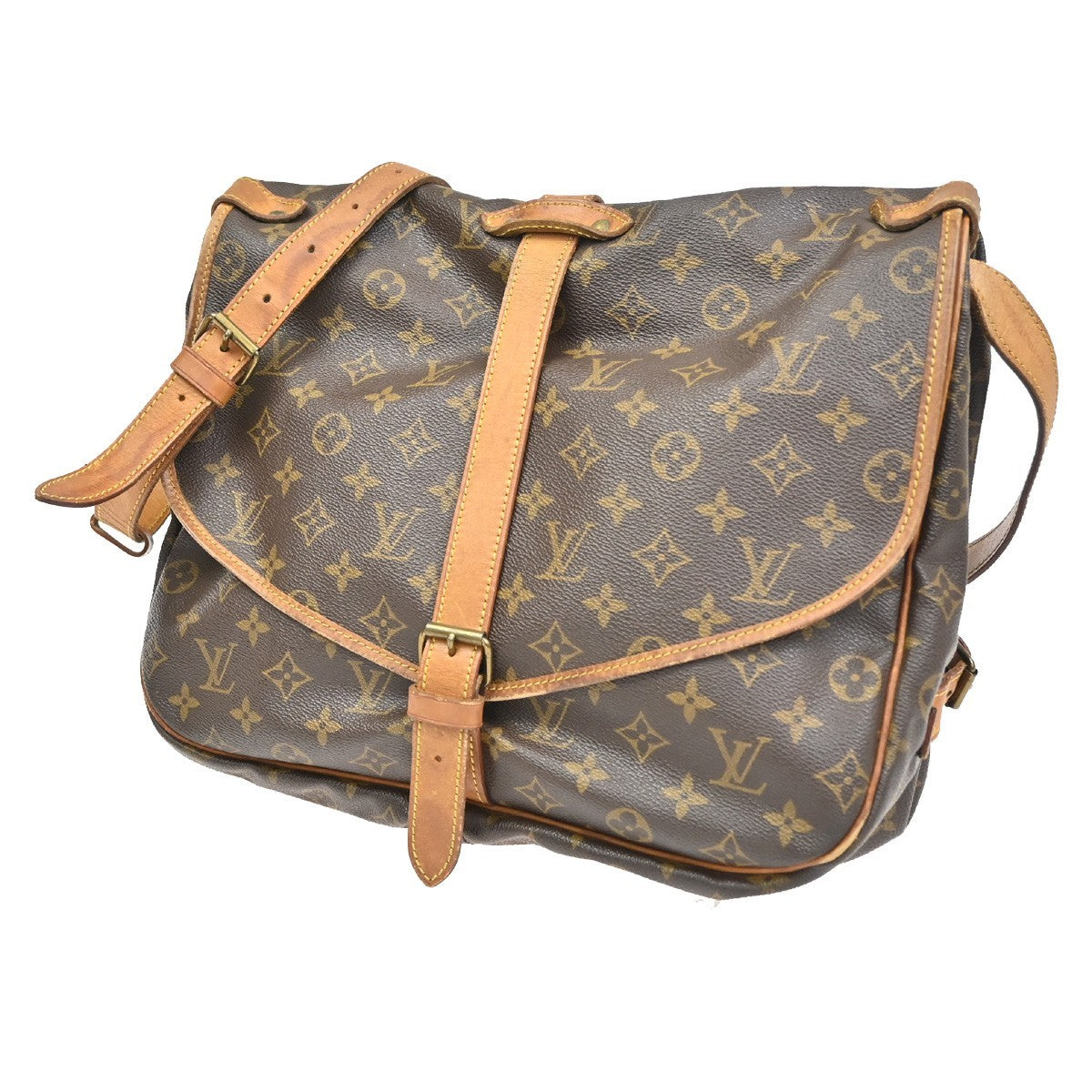 Louis Vuitton Saumur Handbag Monogram Canvas Brown Canvas Shoulder Bag