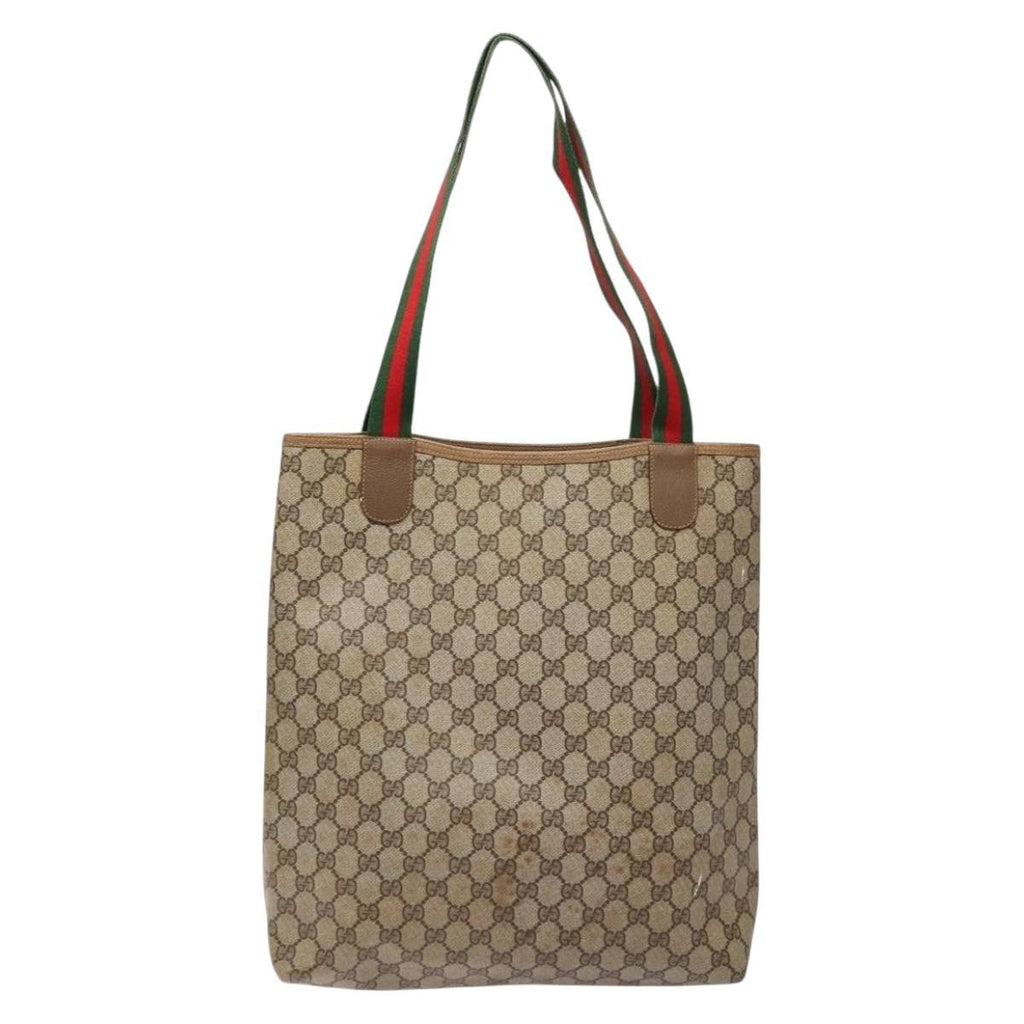 Gucci Ophidia Front Pocket Shopper Tote Gg Coated Canvas Beige Canvas Tote Bag Bag (Pre-Owned)